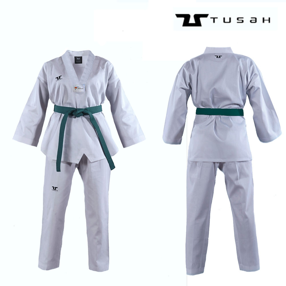 Tusah White V Neck uniform - WT Approved Dobok